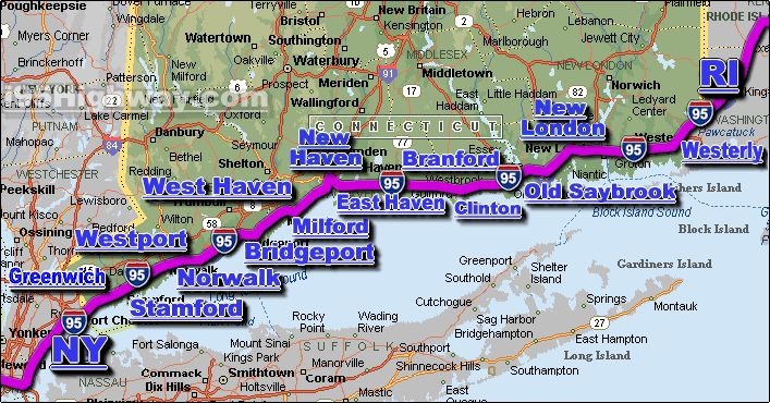 Interstate 95 CT Driving Distance