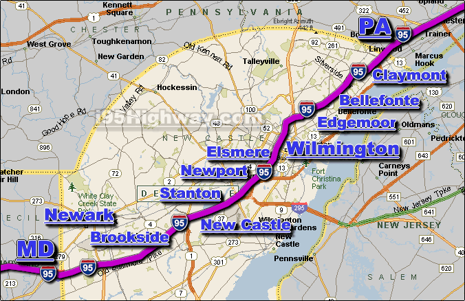 Interstate 95 DE Traffic Map