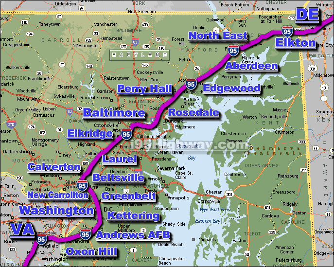 Interstate 95 MD Traffic Map