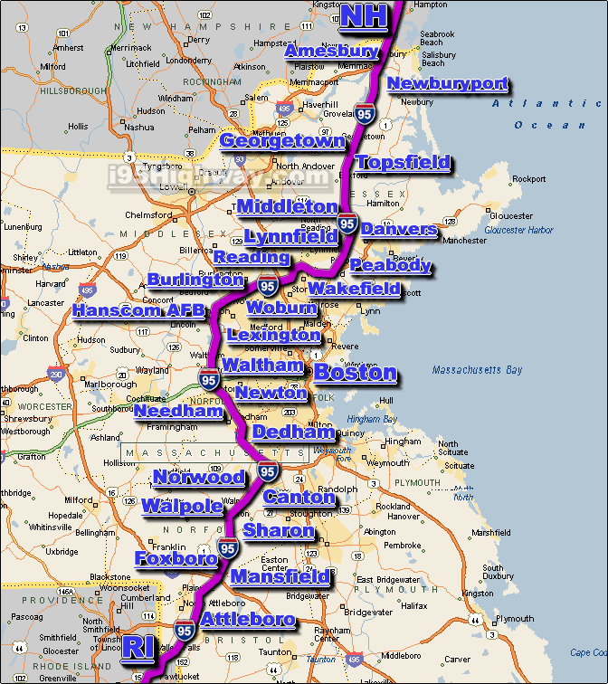 Interstate 95 MA Traffic Map