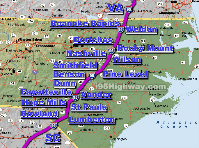 Interstate 95 NC Driving Distance