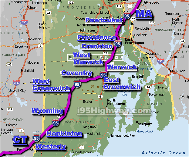 Interstate 95 RI Driving Distance