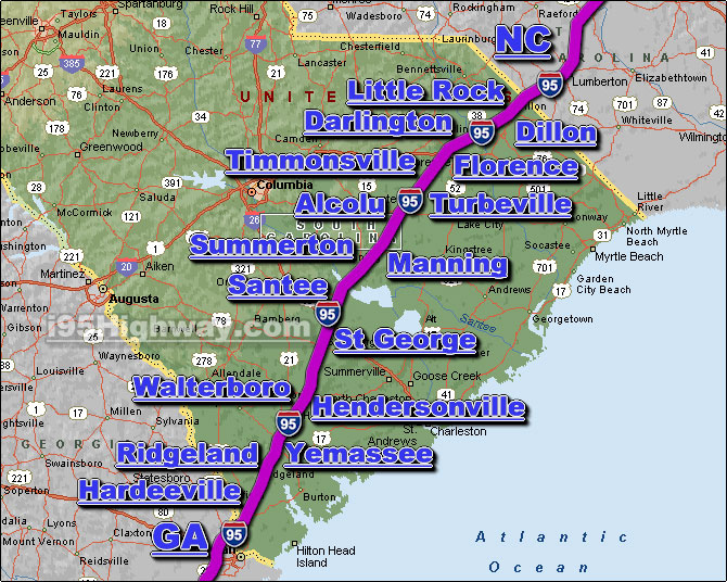 Interstate 95 South Carolina Traffic Map