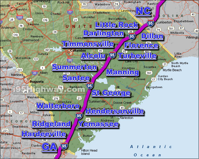 Interstate 95 SC Driving Distance