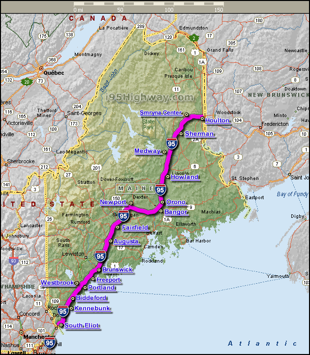 map of maine. Maine#39;s interstate 95 already