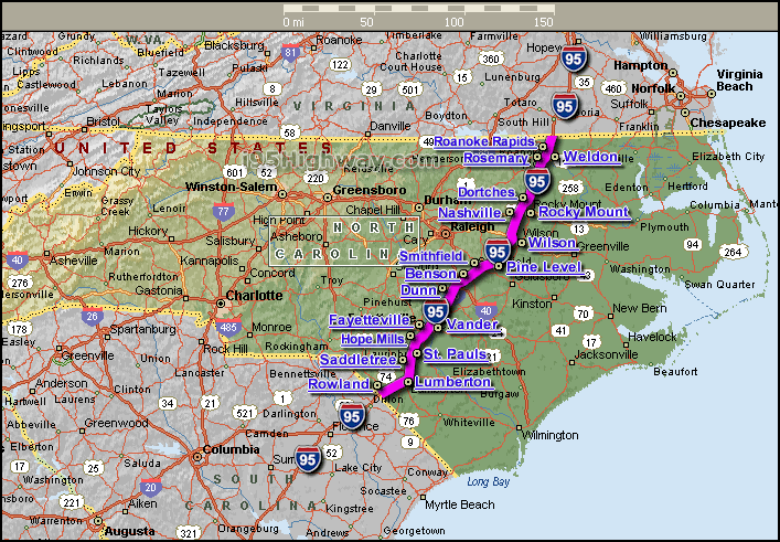 I-95 North Carolina Map