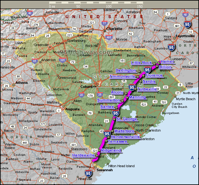 I-95 South Carolina Map