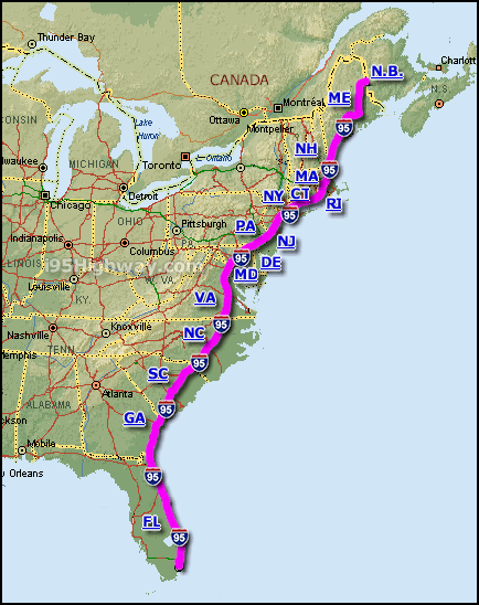 I 95 Interstate 95 Highway Road Maps Traffic And News